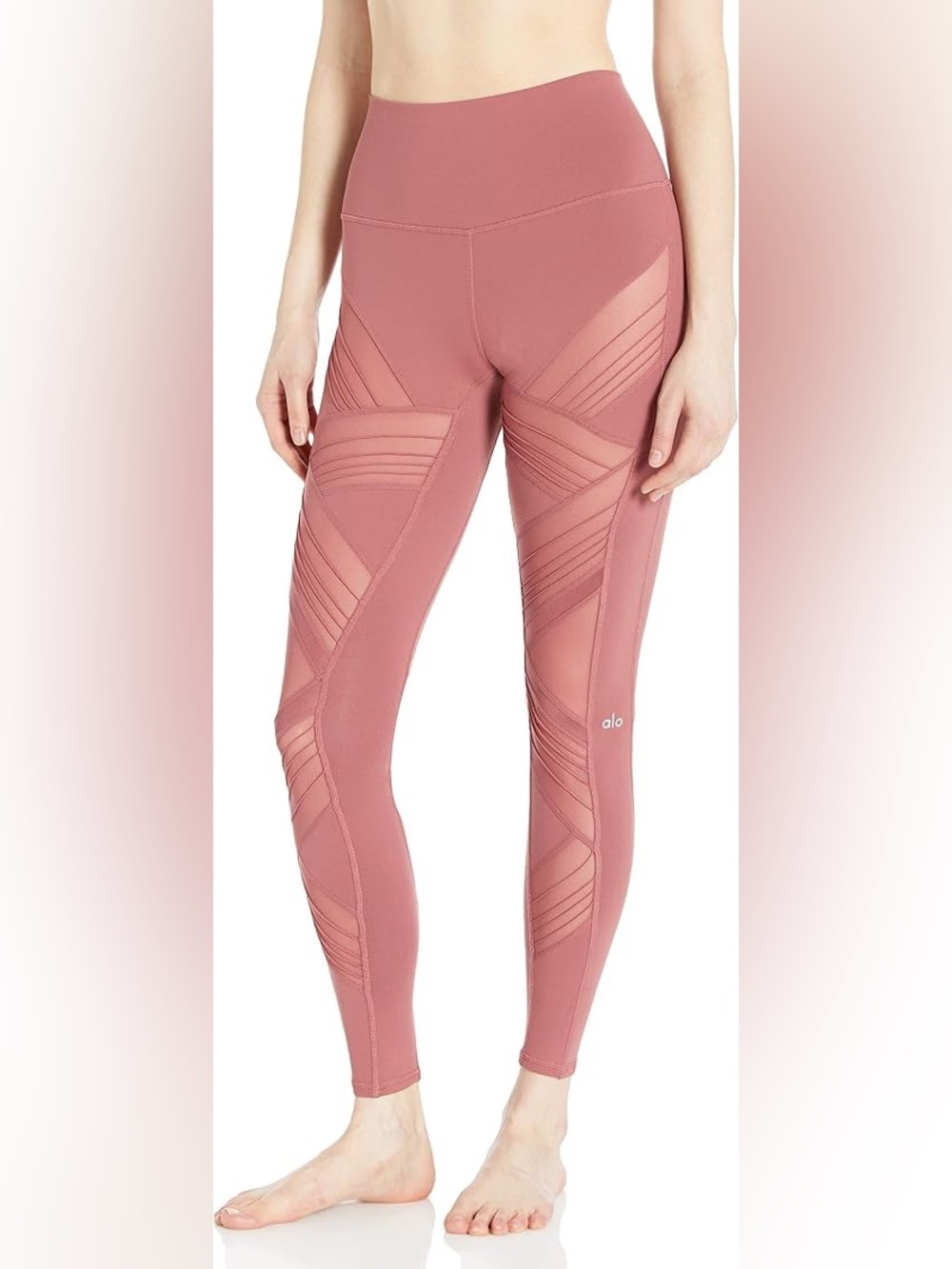 Alo Sz M Blush Pink Mesh Panel Motorcycle Legging